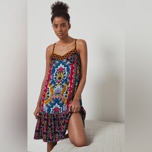 Anthropologie Zadie Velvet Slip  Floral dress.